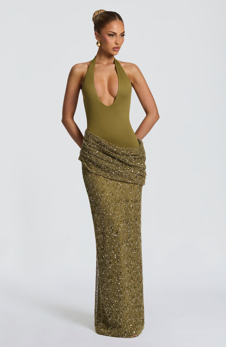 XIMENA, | Maxi Dress - Deep Olive