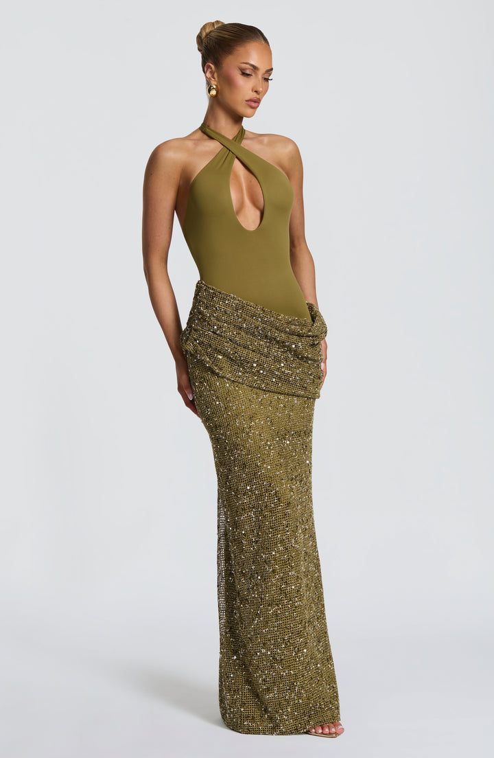 XIMENA, | Maxi Dress - Deep Olive