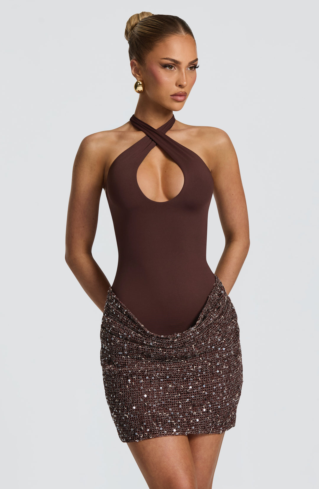 XIMENA | Mini Dress - Plum Brown