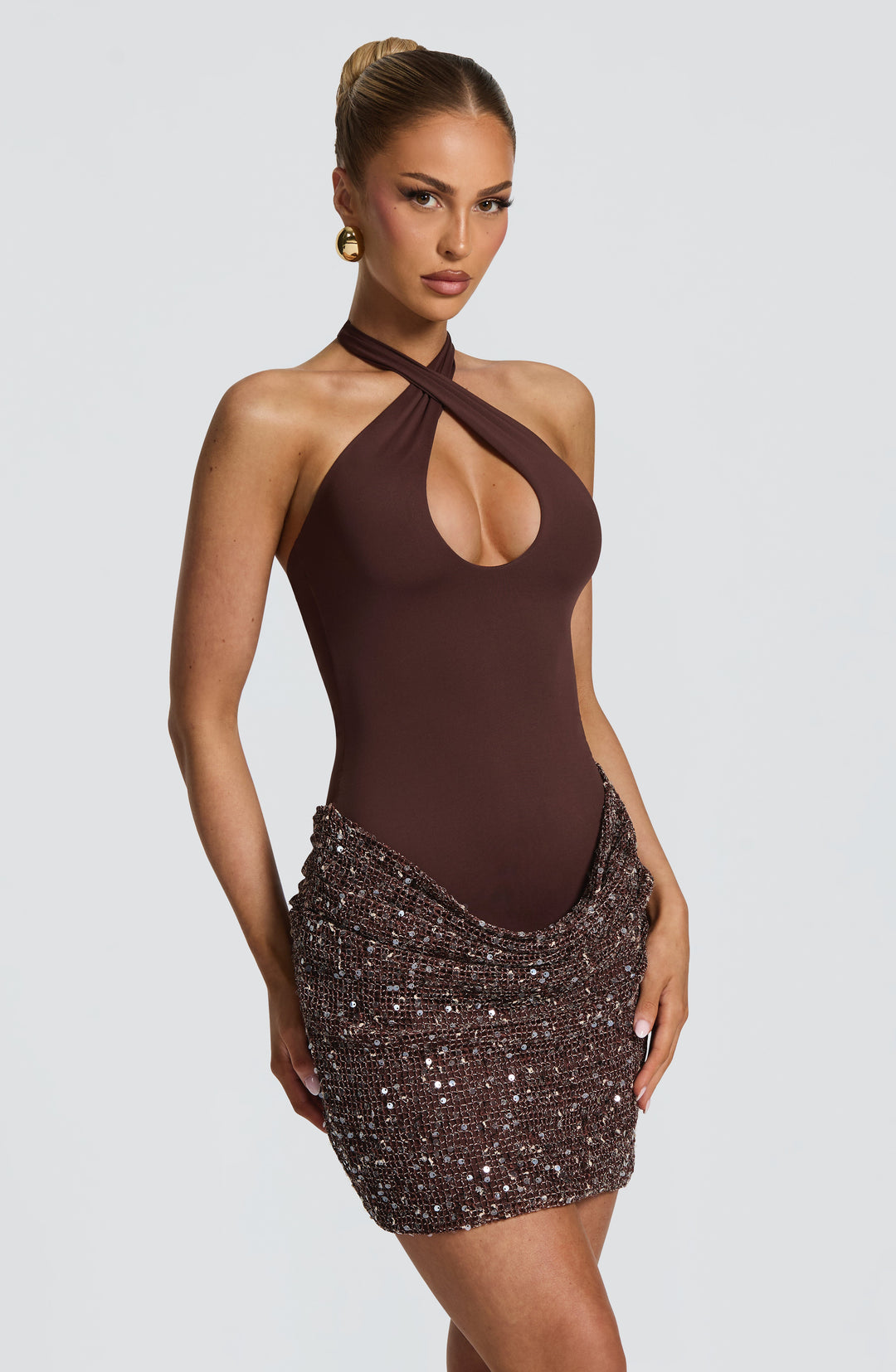 XIMENA | Mini Dress - Plum Brown