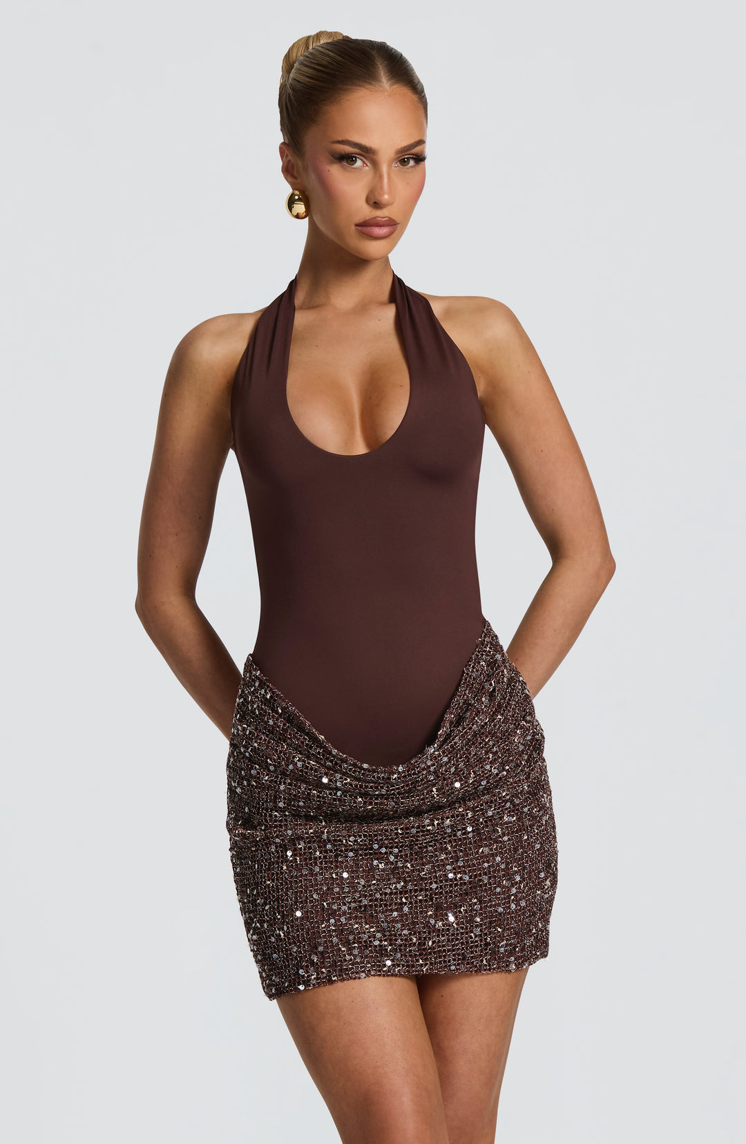 XIMENA | Mini Dress - Plum Brown