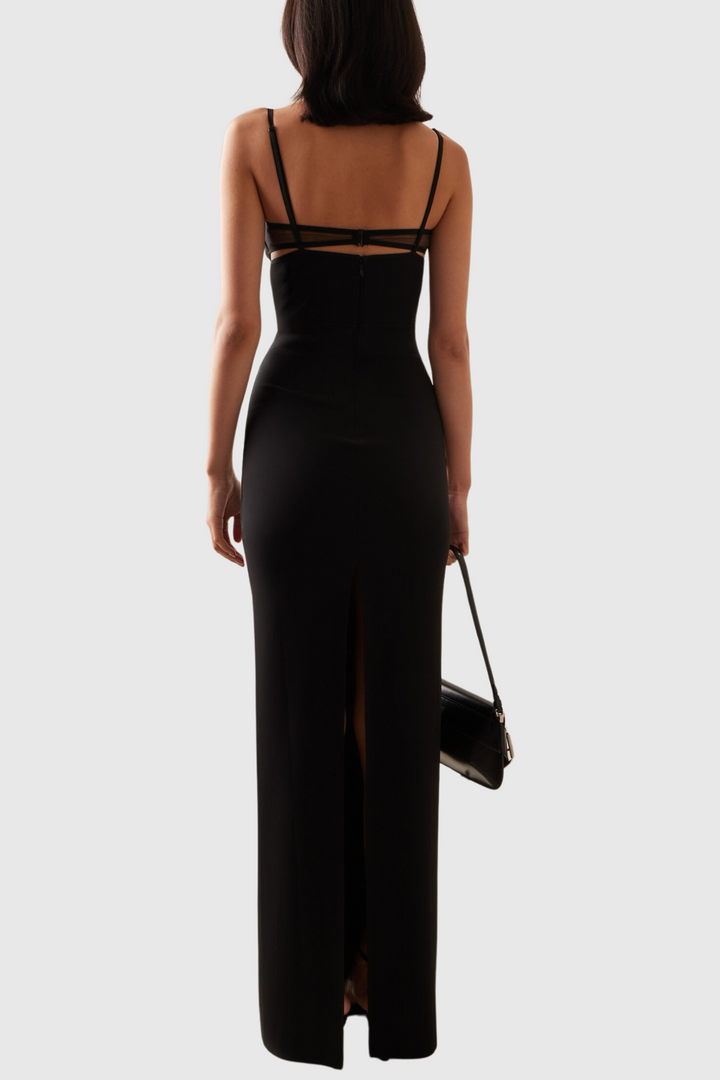 DAVINA | Sathva Cutout Mesh Maxi Bandage Dress