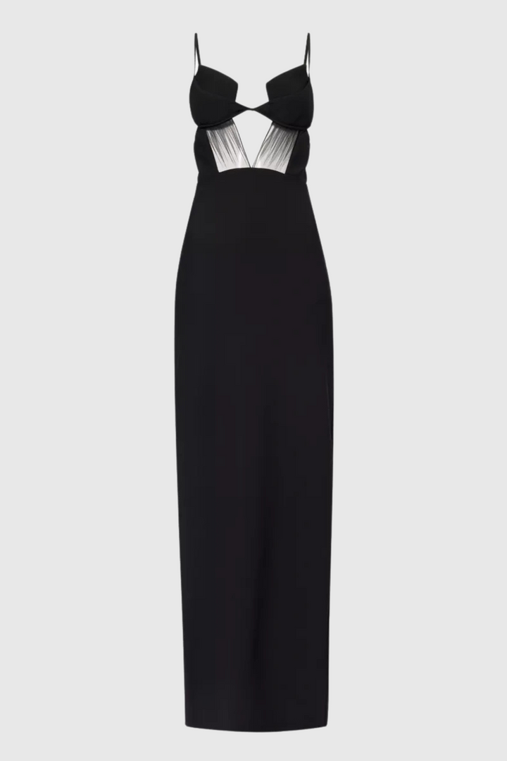 DAVINA | Sathva Cutout Mesh Maxi Bandage Dress
