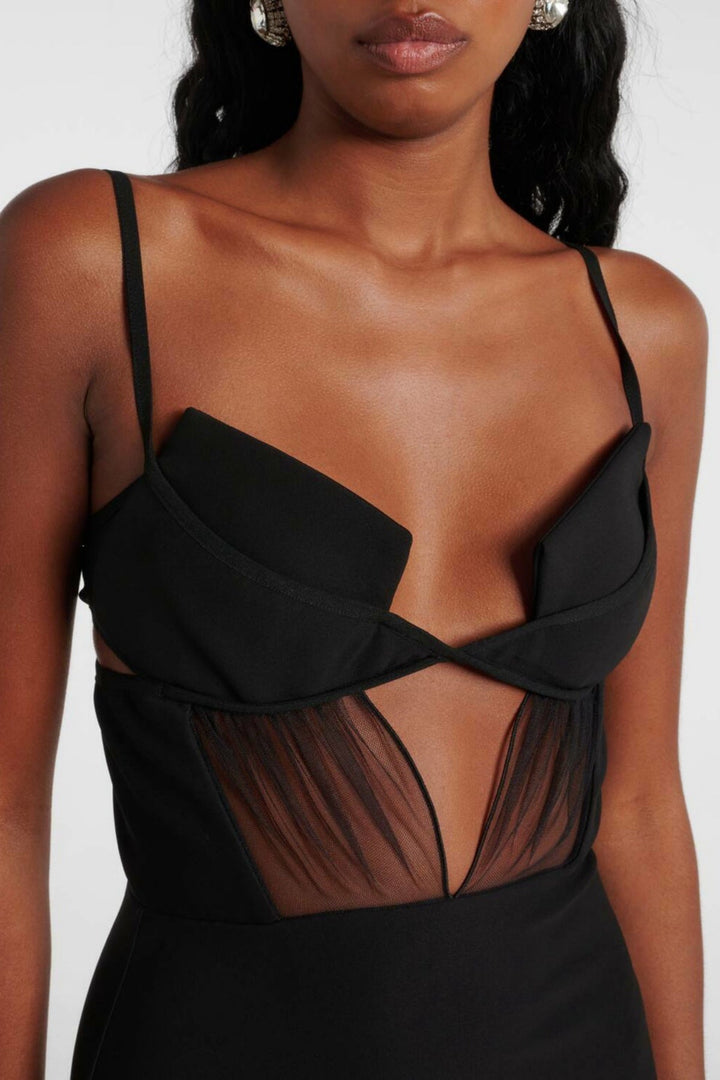 DAVINA | Sathva Cutout Mesh Maxi Bandage Dress