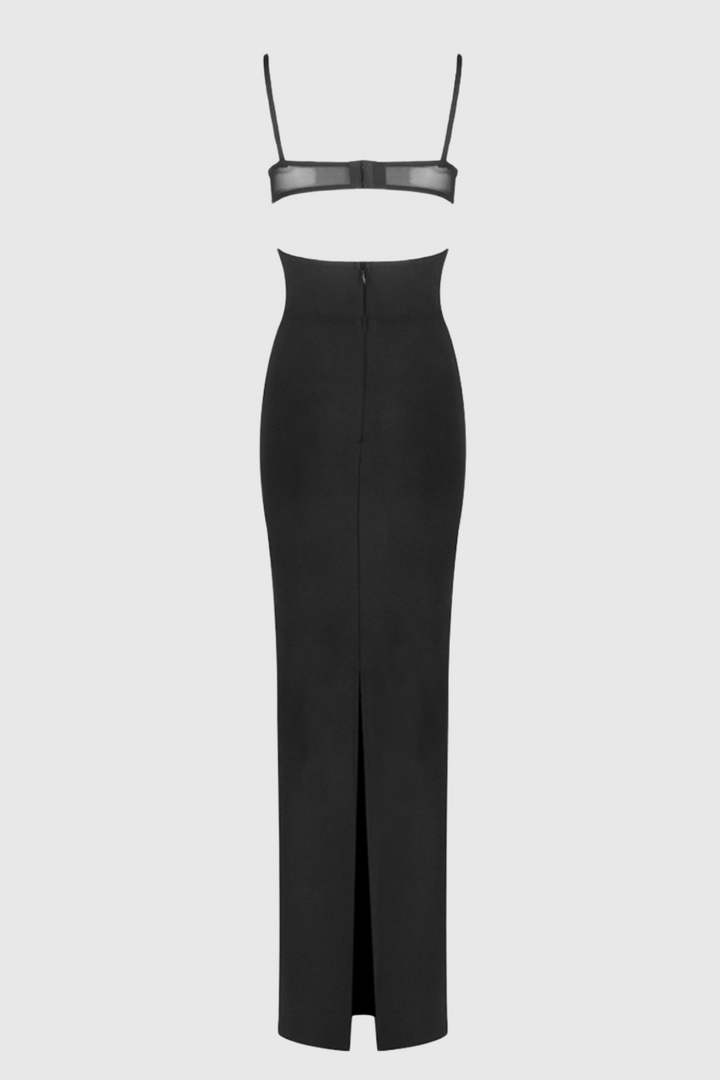 DAVINA | Sathva Cutout Mesh Maxi Bandage Dress