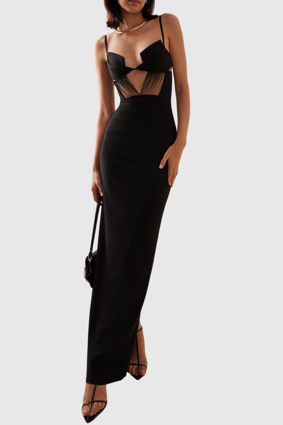 DAVINA | Sathva Cutout Mesh Maxi Bandage Dress