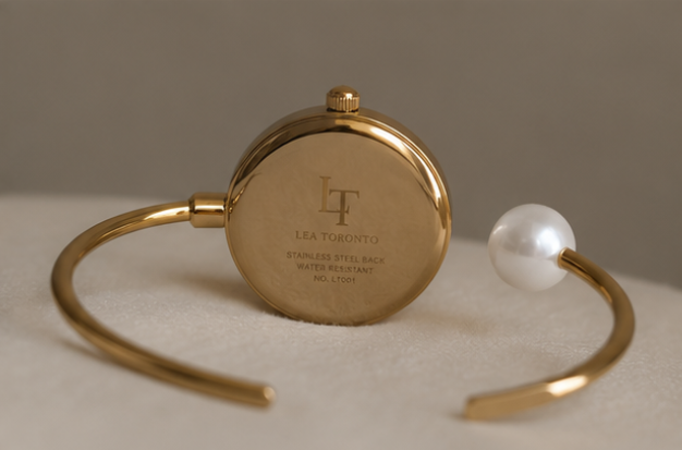 PARKER | Elegant Pearl Bracelet Watch – Gold Bangle Watch with Mother of Pearl Dial