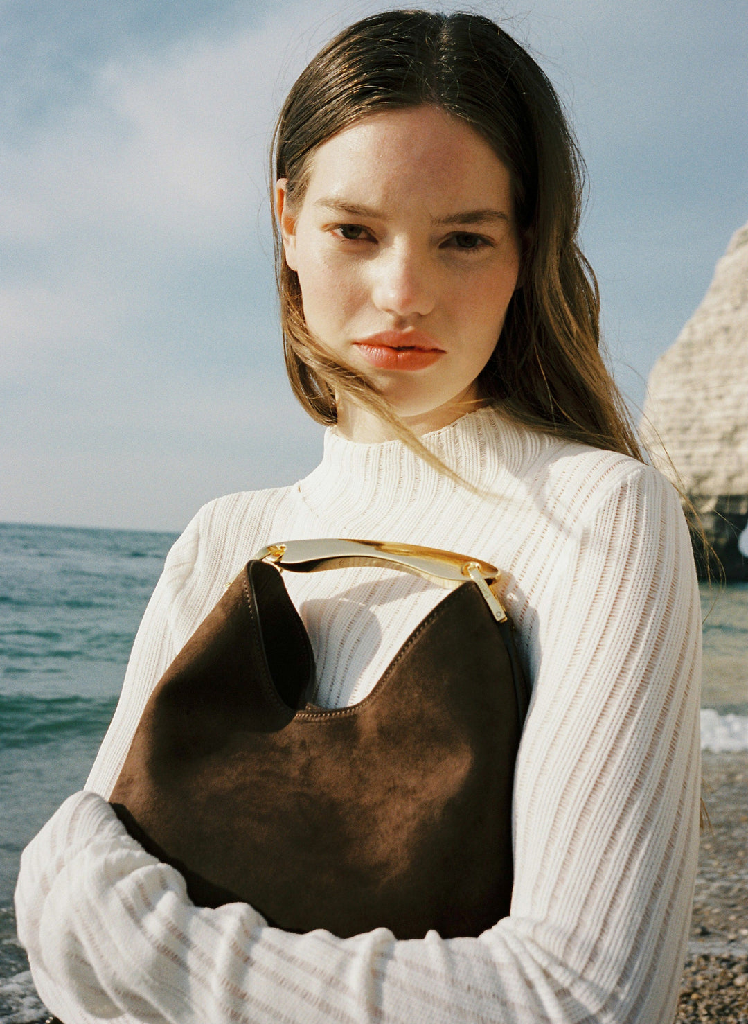 Isabella | Small Boomerang Suede Brownie