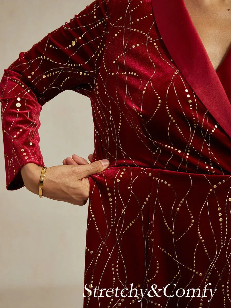 SYLVIA | Velvet Blazer Dress with Satin Lapels and Belt