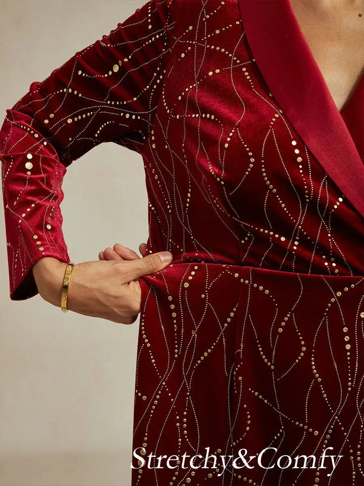SYLVIA | Velvet Blazer Dress with Satin Lapels and Belt