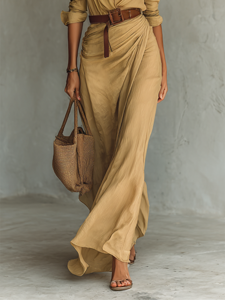 Lily | Single Breasted Long Sleeve Belted Maxi Dress