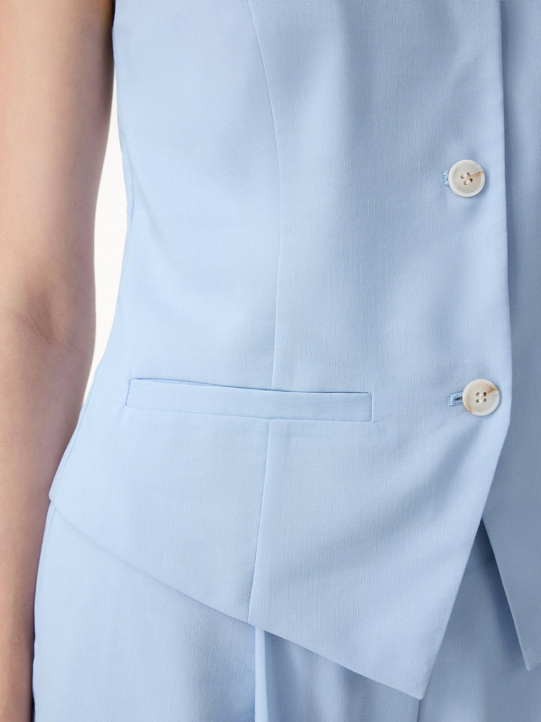 LAUREN | 2Pcs Set Waistcoat with Pockets & Wide Leg Pant