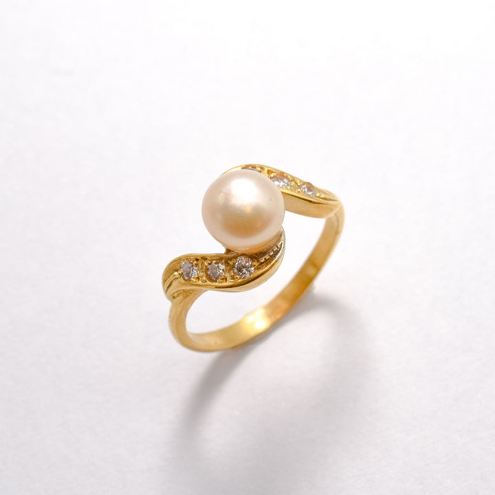 ADRIANA | Gold Vintage Pearl Ring - Natural Pearl Ring - Gold Antique Ring