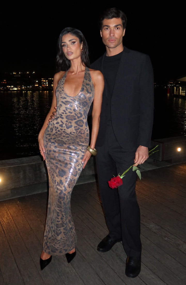 LAMINA | Maxi Dress - Sequin Leopard Print