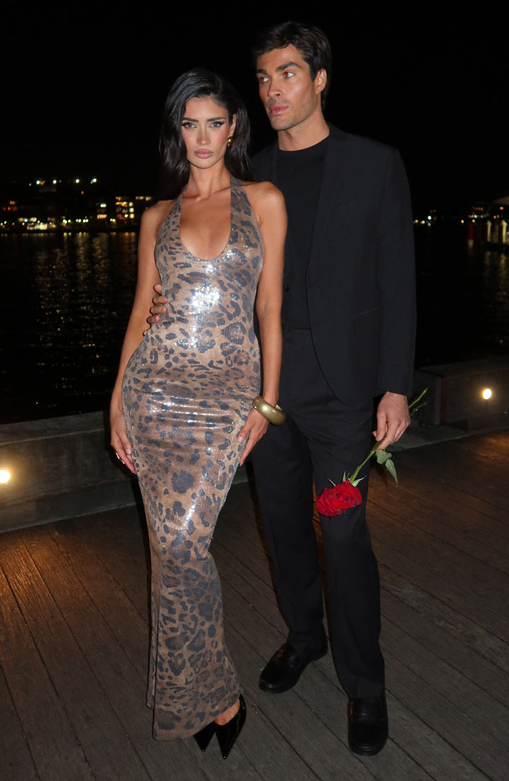LAMINA | Maxi Dress - Sequin Leopard Print