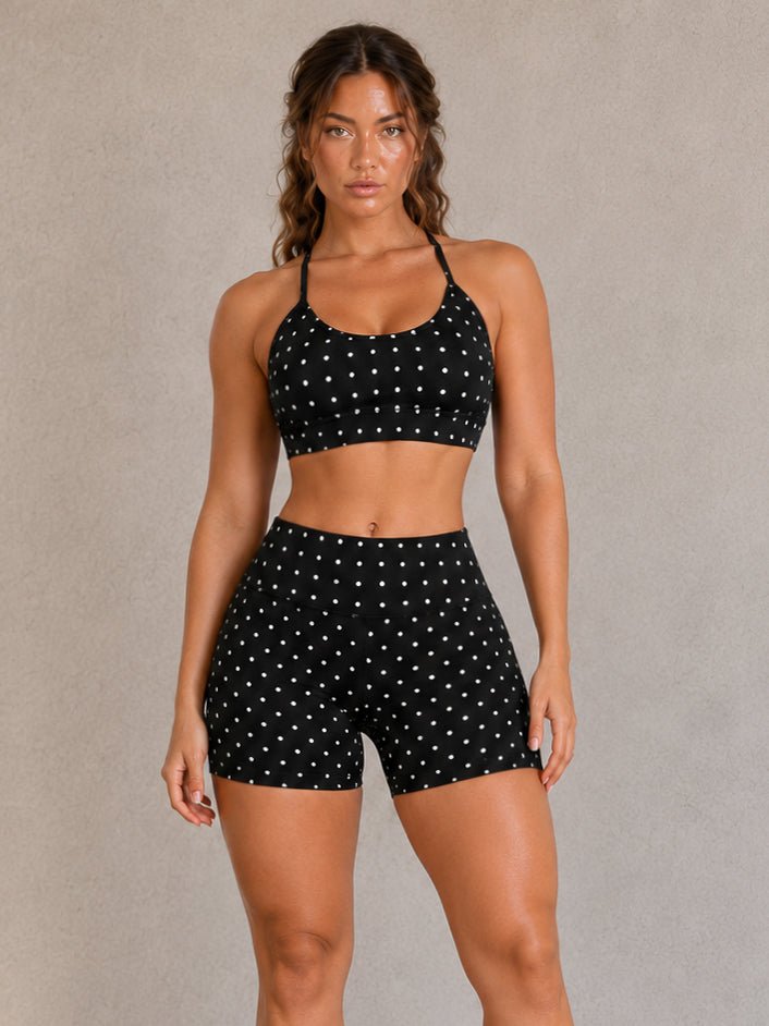 AMBER | Dot Print Sports Bra (Black)