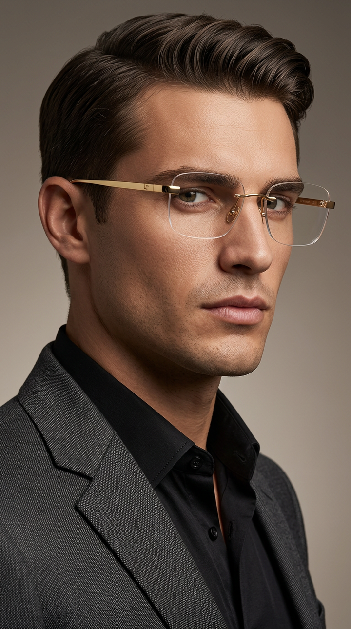 LAMINA | Rimless Transparent Rectangular Gold