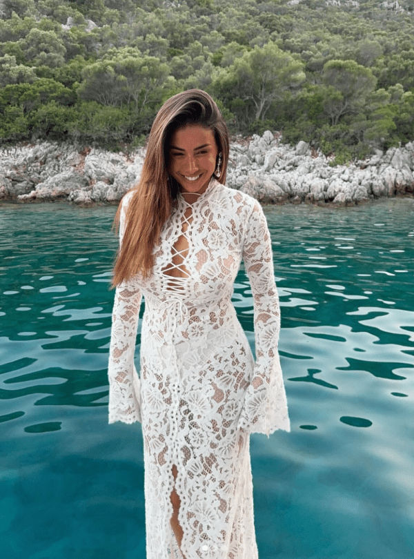 DAVINA | Lace Tie High Split Dress