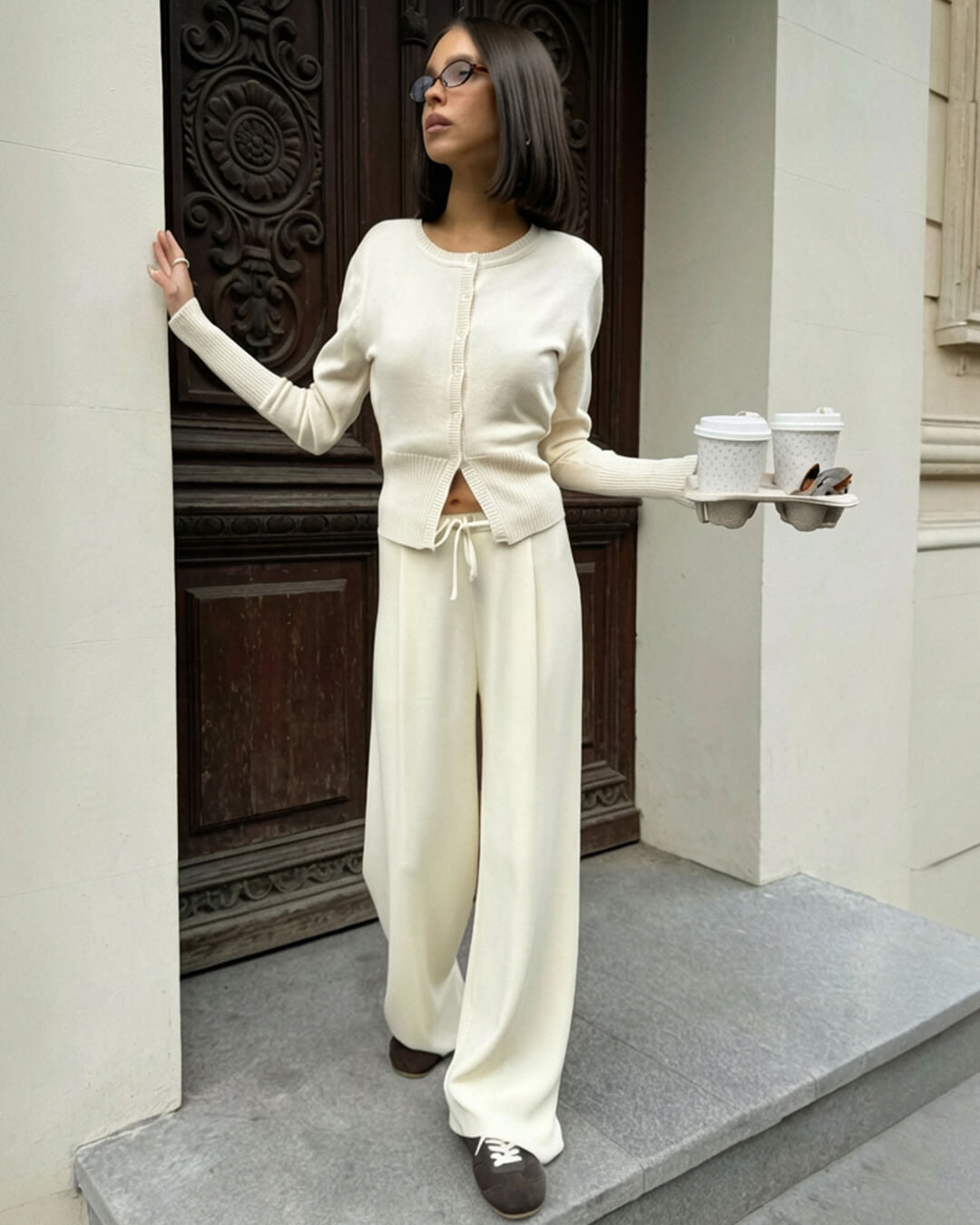 QUINN | Knitted Cardigan and Trousers Set