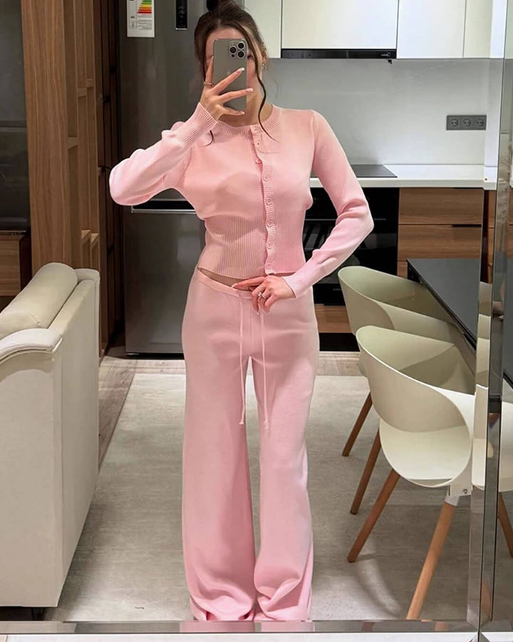 QUINN | Knitted Cardigan and Trousers Set