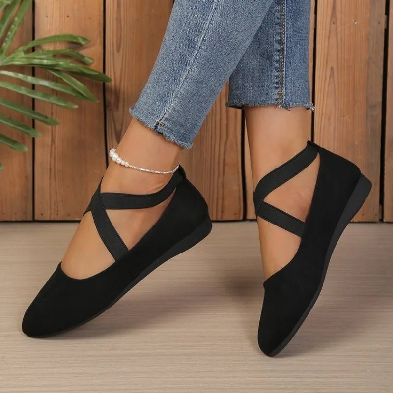 ISLA | Pointed Toe Cross-Strap Ballet Flats