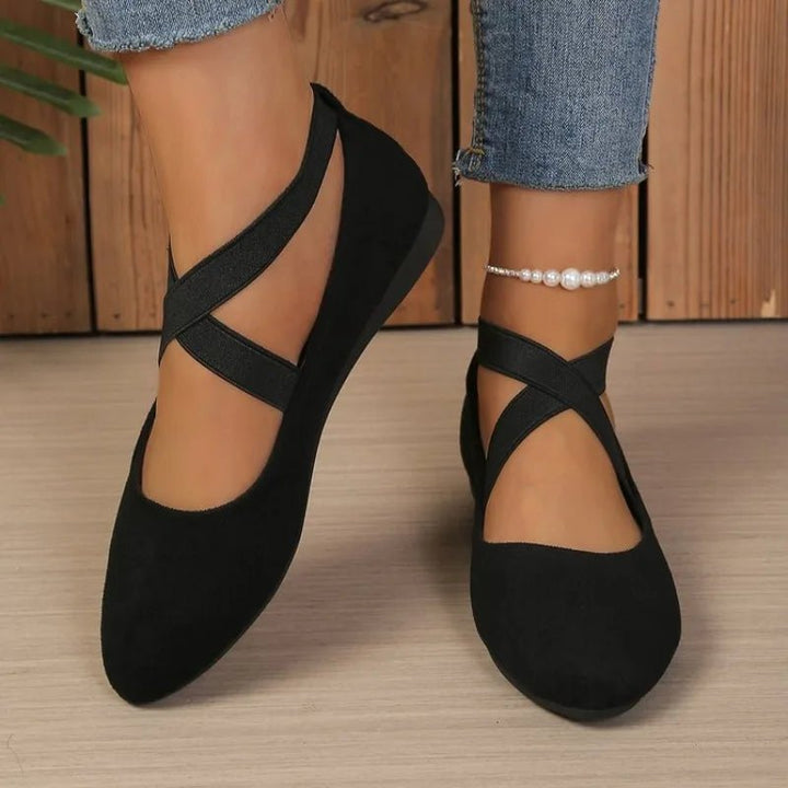 ISLA | Pointed Toe Cross-Strap Ballet Flats