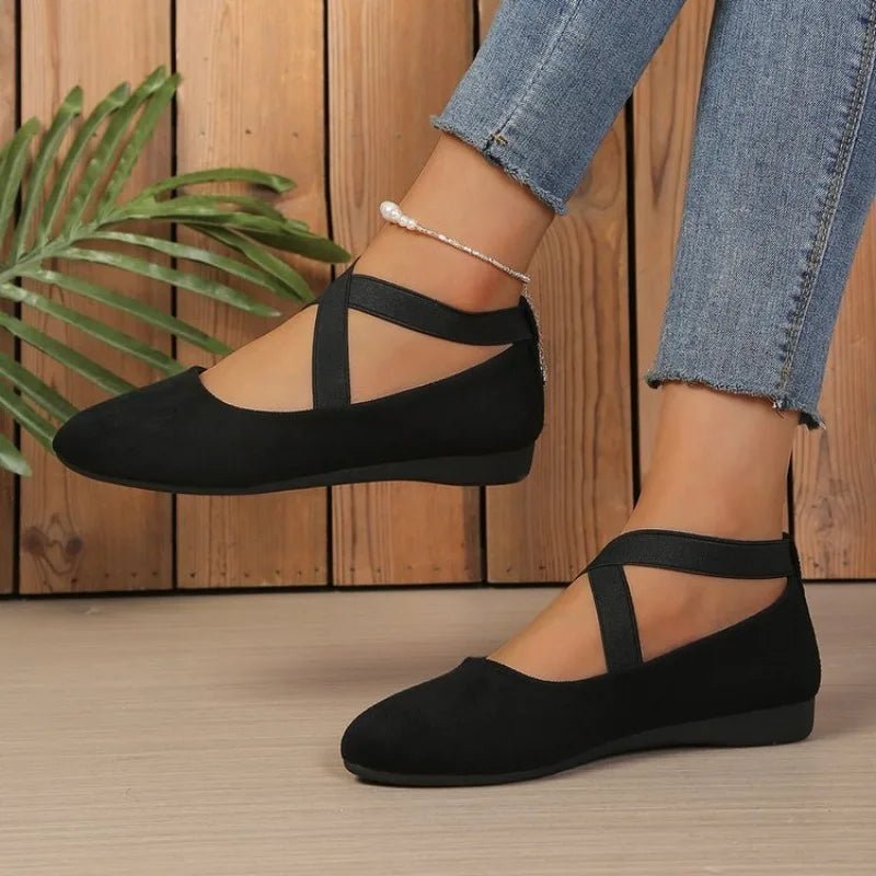 ISLA | Pointed Toe Cross-Strap Ballet Flats