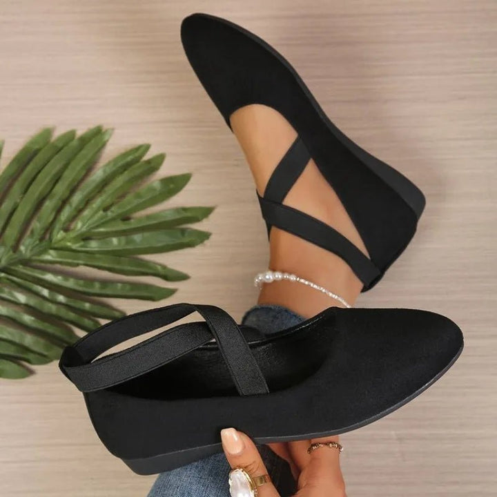 ISLA | Pointed Toe Cross-Strap Ballet Flats