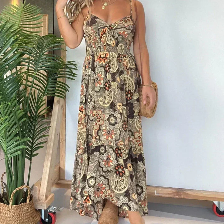 RENI | Women’s Sexy Spaghetti Strap Floral Print Long Dress