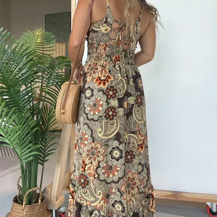 RENI | Women’s Sexy Spaghetti Strap Floral Print Long Dress