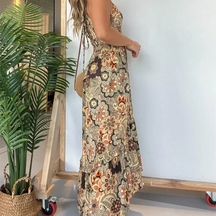 RENI | Women’s Sexy Spaghetti Strap Floral Print Long Dress