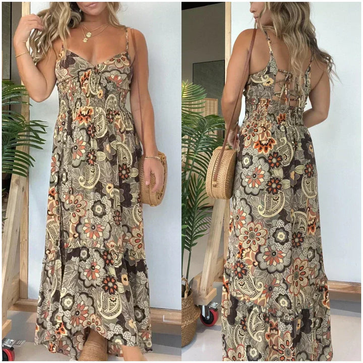 RENI | Women’s Sexy Spaghetti Strap Floral Print Long Dress