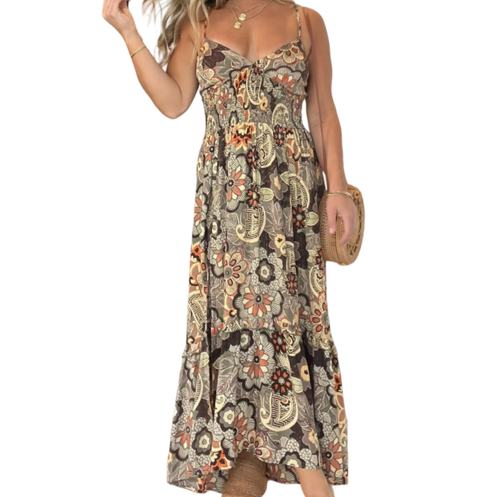RENI | Women’s Sexy Spaghetti Strap Floral Print Long Dress