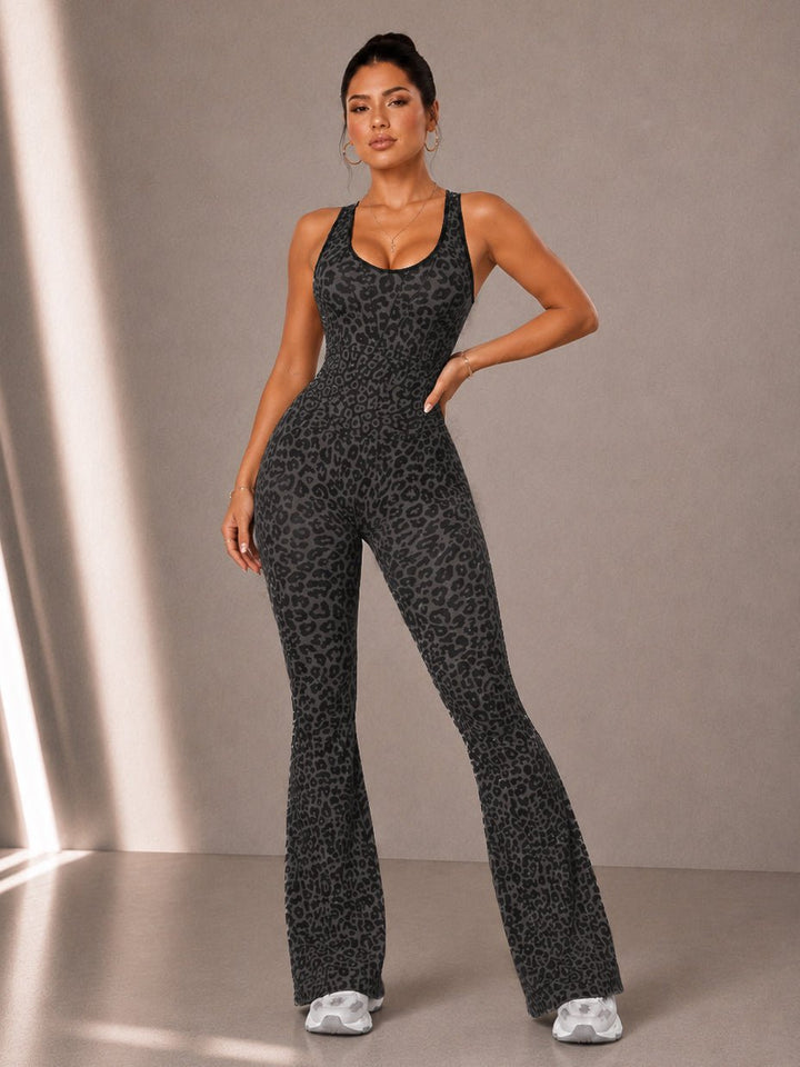 BAILEY | Vintage Leopard Flare Jumpsuit (Smoky)