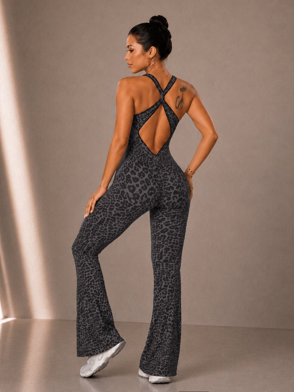 BAILEY | Vintage Leopard Flare Jumpsuit (Smoky)