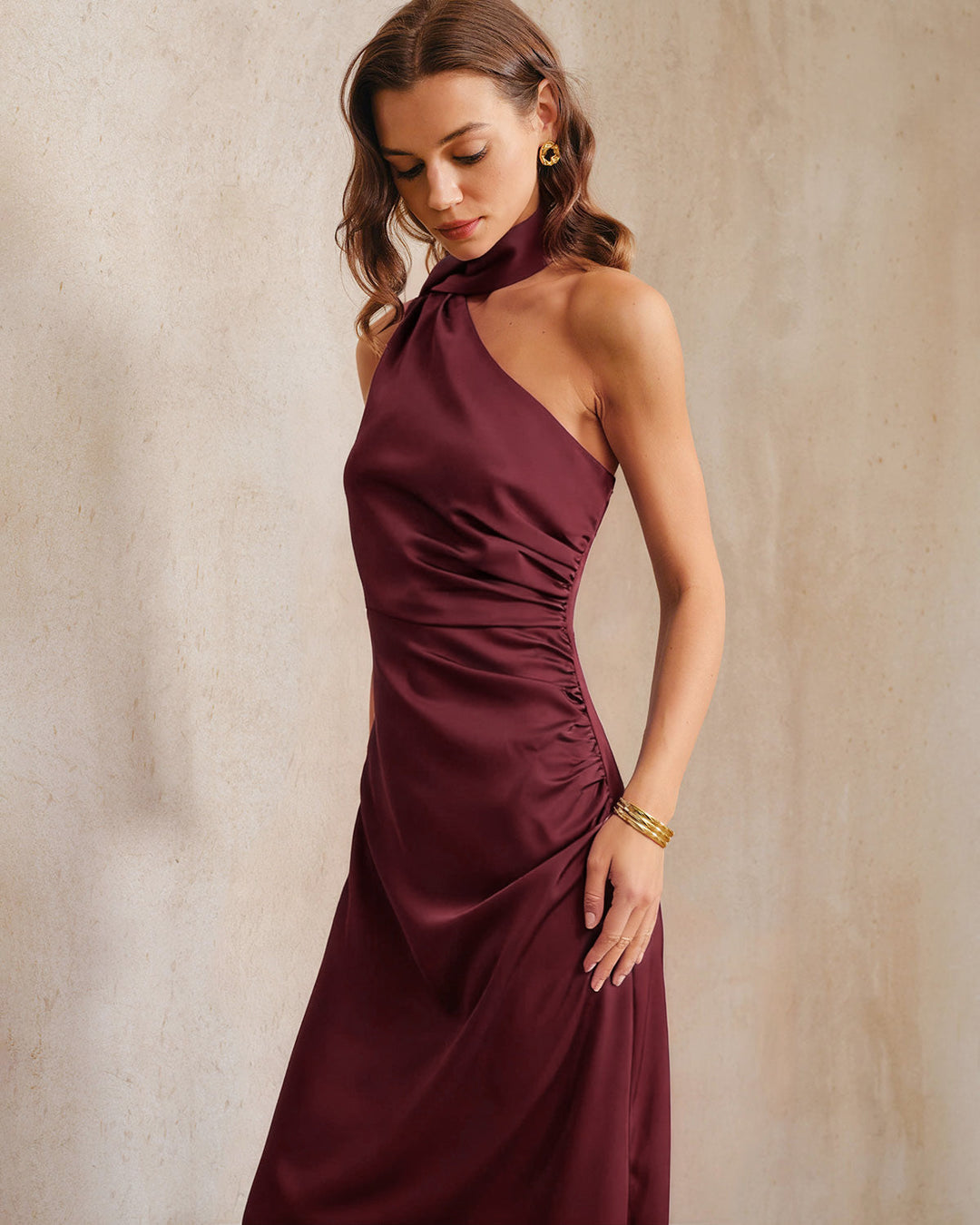 Ashley | Satin One Shoulder Maxi Dress
