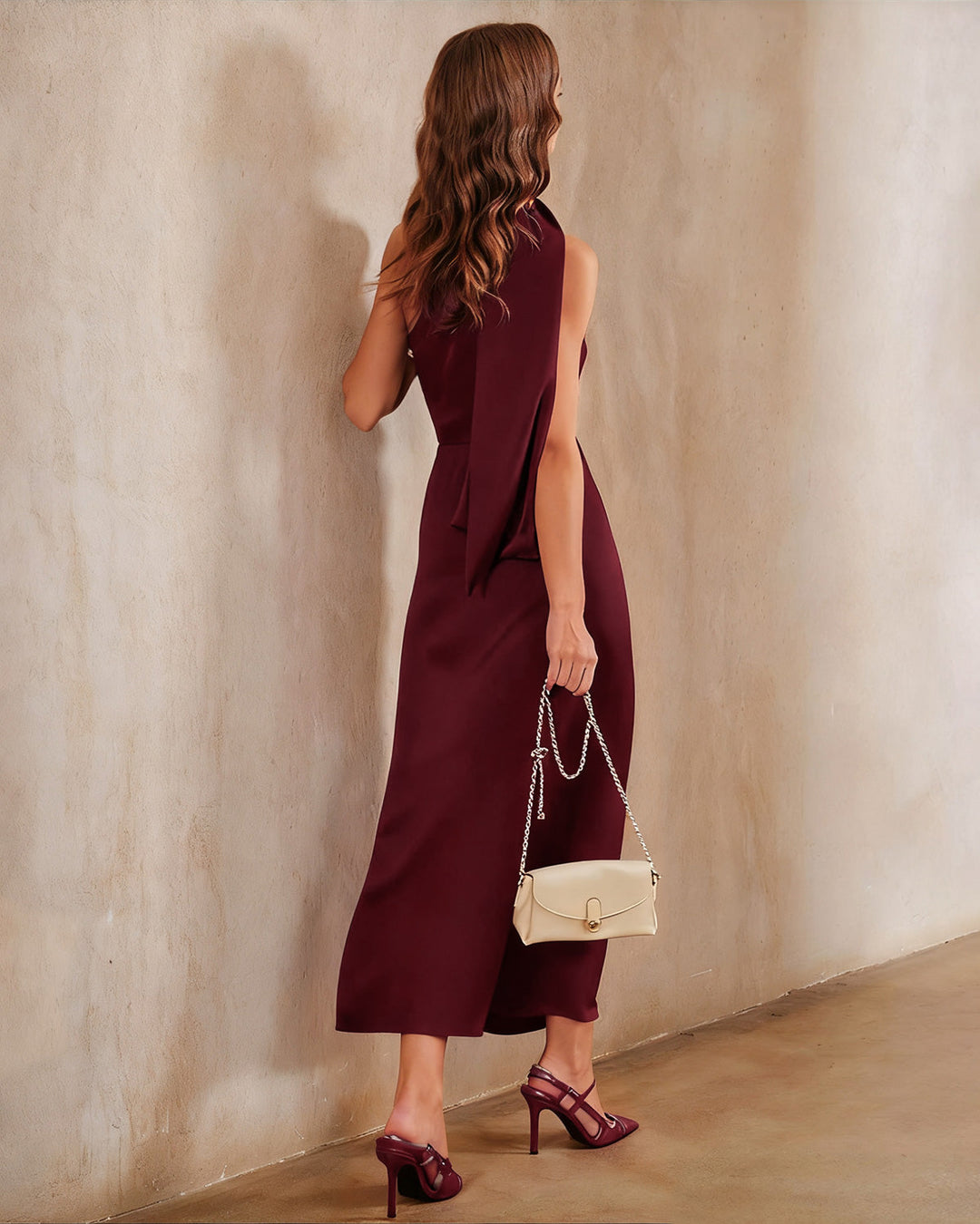 Ashley | Satin One Shoulder Maxi Dress