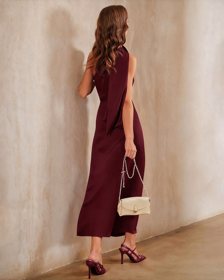 Ashley | Satin One Shoulder Maxi Dress